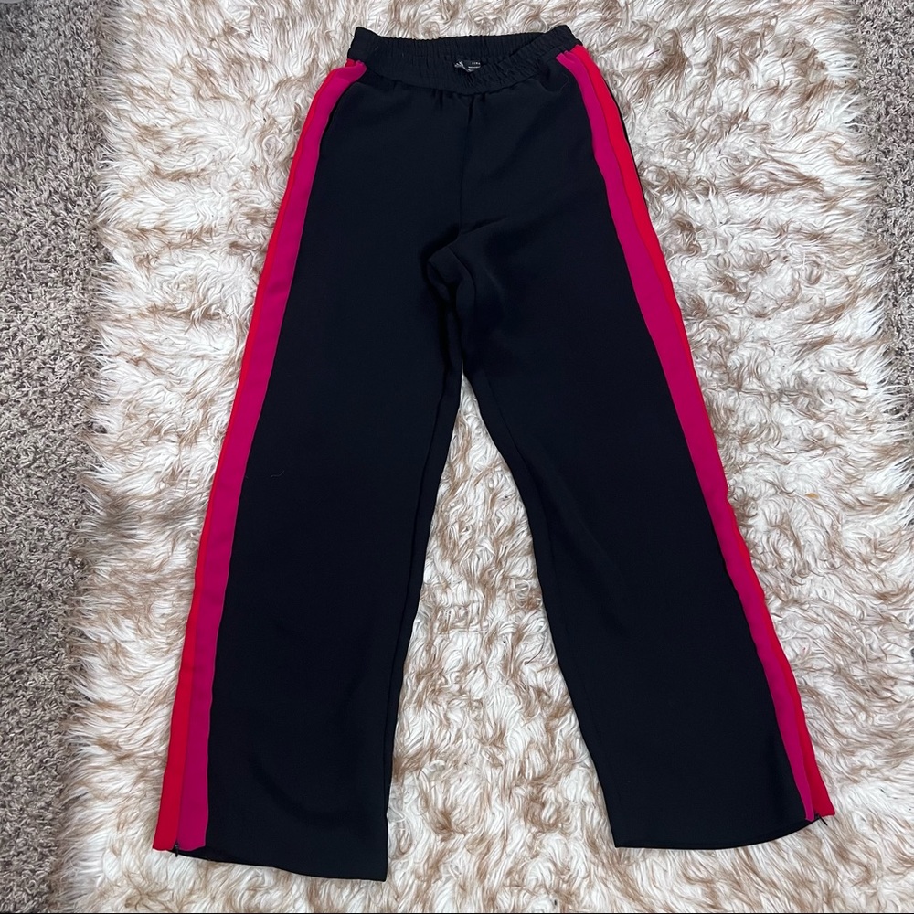 Like new Zara dressed up track pants pink / red stripe size XS
